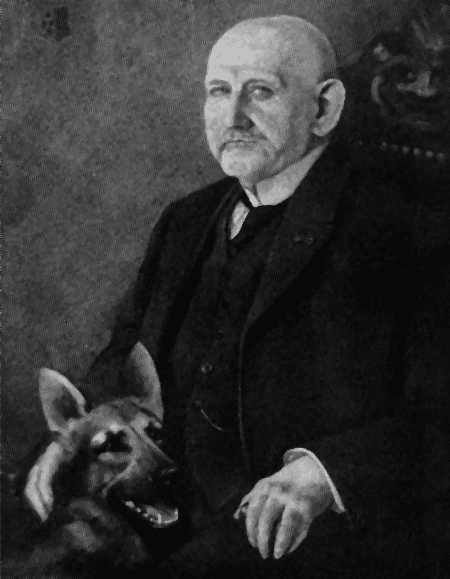 Max von Stephanitz mit seinem Schäferhund Horand von Grafrath 1930